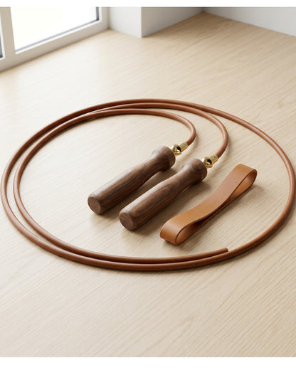 Valevt Leather Jump Rope 2.75 m with Walnut Handles Brown - Lifestyle view