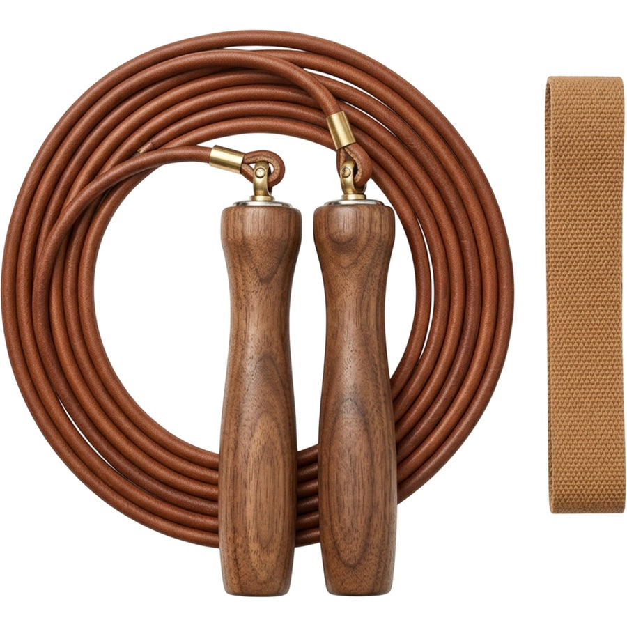 Valevt Leather Jump Rope 2.75 m with Walnut Handles Brown